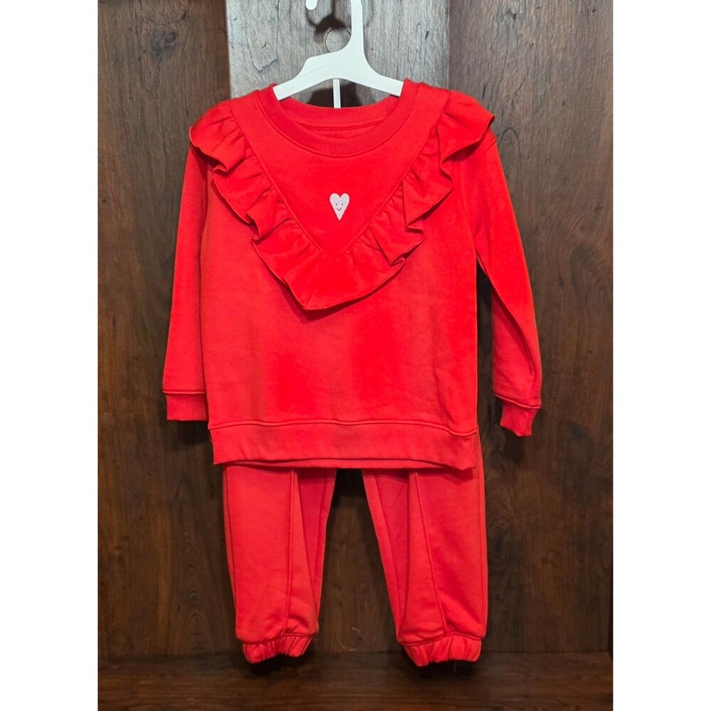 Cat & Jack Toddler Girls Sweatshirt & Jogger Set Size 4T Red